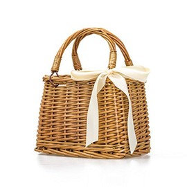 Natural Handwoven Wicker Handbag, Rectangular Basket Purse, Women Straw Tote (Rectangular Khaki) 10.2" x 6.7" x6.3"