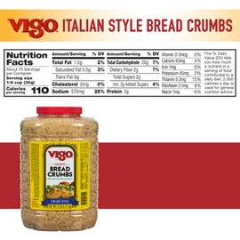 Vigo Italian Style Seasoned Bread Crumbs, with Imported Roman Cheese, 5 Pound (Pack of 1)