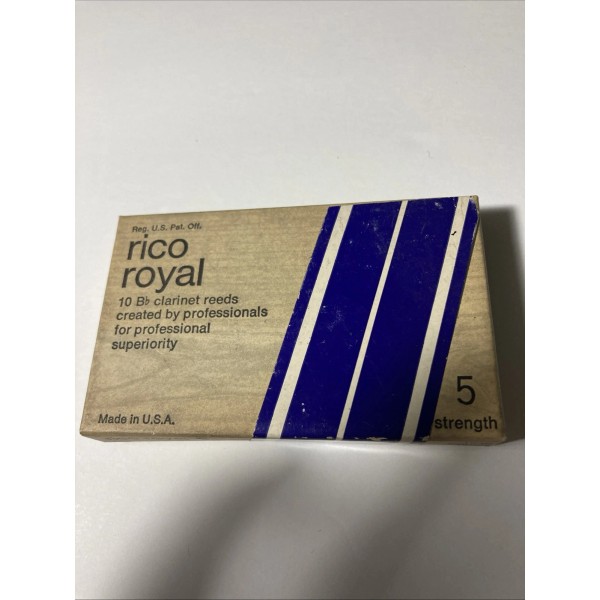 RICO ROYAL CLARINET REEDS (10 REEDS) STRENGTH 5 UNOPENED BOX
