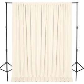 DWCN 10x10 FT Backdrop Curtains for Parties, Photography Backdrop Drapes with Rod Pockets for Wedding Decorations Stage Birthday Family Gatherings, 2 Panels 5ft x 10ft, Champagne