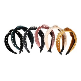 PACKOVE 6 Pcs Plastic Pearl Knot Headbands for Women Adjustable Hair Decor Accessories Plush Knotted Hairbands for Girls Stylish Headwear for Special Occasions