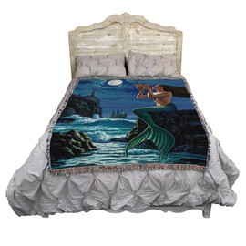 Pure Country Weavers Sounds of The Night II Mermaid Blanket by Wil Cormier - Gift Fantasy Tapestry Throw Woven from Cotton - Made in The USA (72x54)