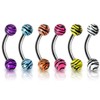 PiercedOff Multipack of 6 Curved Barbells with Tiger Print Acrylic