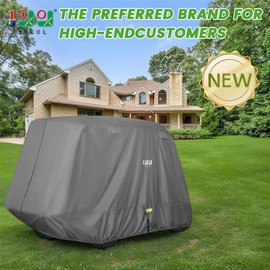 10L0L 2/4/4+2 Passenger Golf Cart Cover Upgrade Extended Roof, 600D Waterproof Snowproof Windproof Sunproof Durable Full Golf Cart Covers for Yamaha,EZGO,Club Car and Other