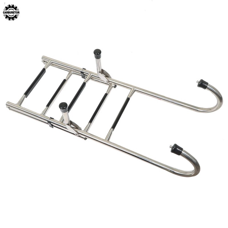 home-garden-fix 2+3 Steps Stainless Steel Folding Ladder Telescoping 400 lb.For