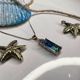 Zewar Rose Gold Sterling Silver Cubic Zirconia Necklace – Blue Crystal Pendant –Healing Pendants, Graduation Gifts, Friendship Necklace, Gifts for Friends, Daughters, Necklaces for Women