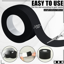 Frienda Black Caulk Tape 10.5' x 1.5'' Waterproof Self Adhesive Caulk Strip Bathtub Sealant Tape Sealing Strip Oil Proof Bathroom Sealant for Kitchen Floor Wall Edge Protector(PE)