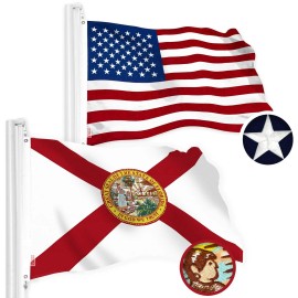 UD_G128 Combo Pack: American USA Flag 3x5 Ft & Florida FL State Flag 3x5 Ft  Both StormFlyer Series Embroidered 220GSM Spun Poly