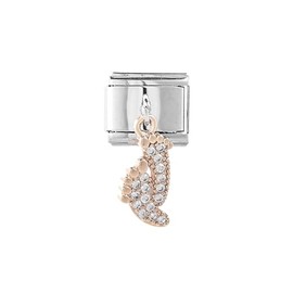 M&S Engagement Rose Gold Silver Bee Butterfly Mom Owl Dog Stainless Steel 9mm Italian Link Charm Compatible With Nomination Bracelet (Daughter Son Feet Footprint Newborn)