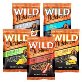 Wild Dutchman Roasted Sunflower Seeds in a Resealable Bag for Ultimate Freshness and an Easy Pour, 5 Flavor Variety Snack Pack, 5.5 oz (Pack of 5)