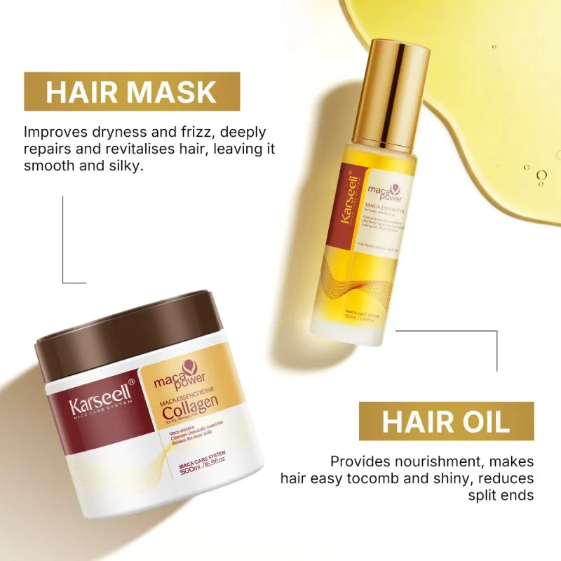 Karseell Colágeno+aceite+ Shampoo+acondicionador Kit 4 En1