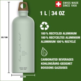 SIGG Traveller MyPlanet™, Repeat, Plain, Drinking Bottle (1.0 L), Climate-Neutral and Leak-Proof Drinking Bottle, Feather-Light Aluminium Drinking Bottle, Made in Switzerland