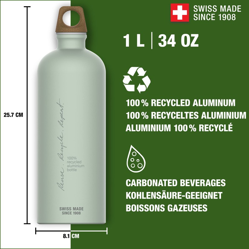SIGG Traveller MyPlanet™, Repeat, Plain, Drinking Bottle (1.0 L), Climate-Neutral