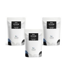 Sal Epsom Premium Natural baño jacuzzi spa relajante exfoliación masaje sulfato de magnesio 1KG Kit de 3 piezas