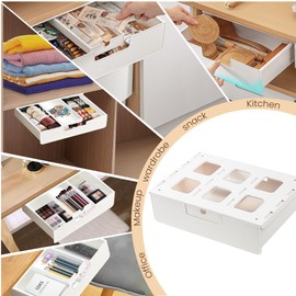 Shiawase Schublade Unter Schreibtisch, Selbstklebende Organizer, Versteckte Schubladenfach, Untertisch Schublade, Weiße Versteckte Schubladenbox für Büro, Tisch, Schminktisch