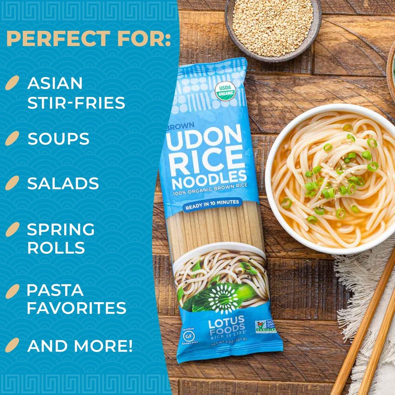 Lotus Foods Organic Brown Udon Rice Noodles - Gluten Free