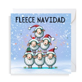 Second Ave Funny Fleece Navidad Sheep Joke Square Christmas Xmas Holiday Festive Greetings Card