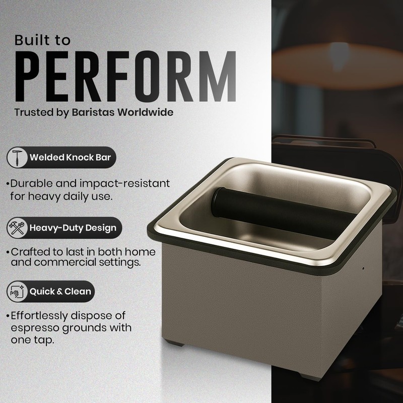 Rattleware Stainless Steel Knock Box - Perfect for Home, Cafe,