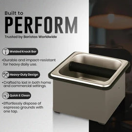 Rattleware Stainless Steel Knock Box - Perfect for Home, Cafe, Restaurant, Hotel, Office, or Commercial Establishment - Heavy Duty Knock Box Trusted By Baristas Worldwide (7.5" x 7" x 4")