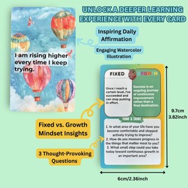 UHillMinerva Growth Mindset Affirmation Cards, 52 Watercolor Illustrated with Fixed vs Growth Comparison, Inspirational Cards for Teens Adults Parents Teachers Personal Development