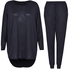 Crazy Girls Womens Hi Low Top Loungewear, Black, XXL (UK 20-22)