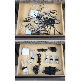 Simple Cord Cable Management Ties - (30) 8" Reusable Self-Gripping Cord Straps - Organize Cables, Cords, and Wires - Simple Cord Organizer for Desks and Offices (Black)