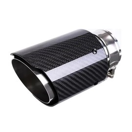 Evargc 2.5 "Inlet 3.5" Outlet Exhaust Tips Stainless Steel and Carbon Fiber 6.5" Length Tailpipe-Slant Cut-Glossy Sliver