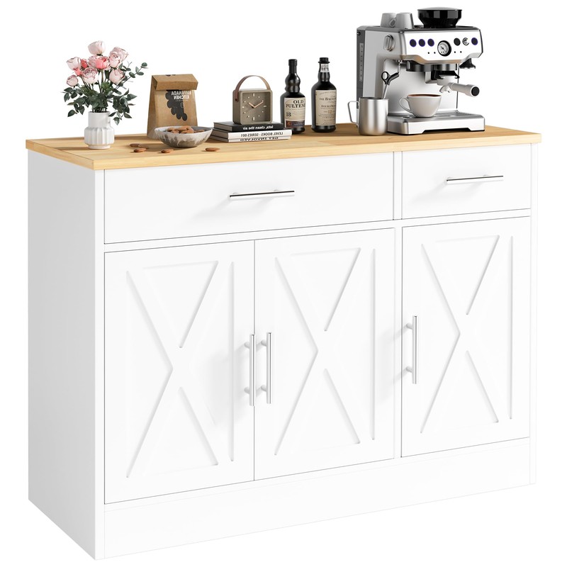 Vongrasig Buffet Cabinet with Storage, 43” Farmhouse Coffee Bar Cabinet