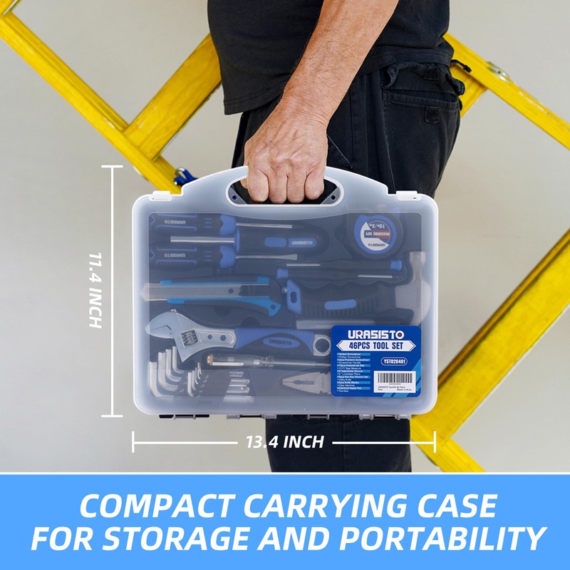 URASISTO Tool Kit 46-Piece, Household Basic Complete Hand Repair portable