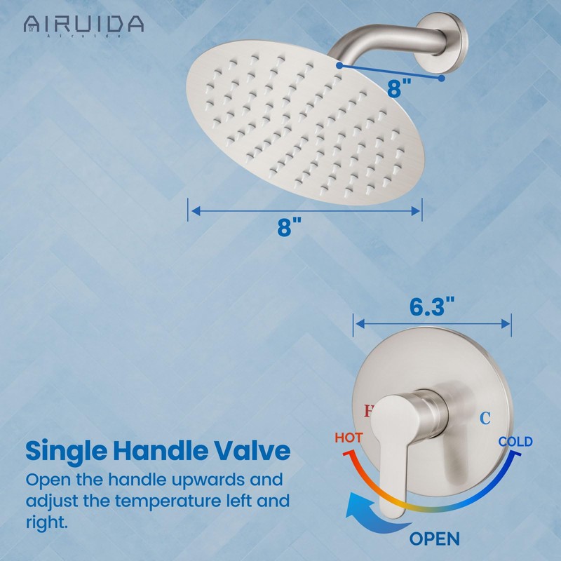 Airuida Single Function Shower Trim Kit Shower Faucet Set Wall