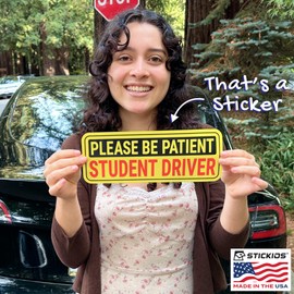 Stickios Stickios Non-Magnetic Student Driver Stickers - Removable Student Driver Decals for Cars & Windows - Paint-Safe Student Driver Signs (10x4 inches, 2-Pack)
