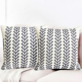 RYSMIYOU Decorative Throw Pillow Covers Set of 2 Blue Pillow Covers 18x18 Inch Throw Pillow Cover Linen Pillowcase Modern Boho Farmhouse Outdoor Pillow Covers for Couch Sofa Bed Living Room