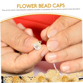 OHPHCALL Metal Bead Caps for Jewelry Making 1200pcs Set Flower Cap Pearl Flower Holder