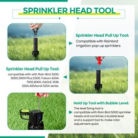 3 in 1 Sprinkler Head Tool Kit Compatible with Rain Bird Hold Up Tool with Bubble Level & Sprinkler Rotor Tools Spray Head Pull up Sprinklers Adjustment Tools for Lawn Irrigation System Repair