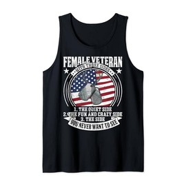 Female Veteran With Three Sides American Flag Memorial Day Tank Top