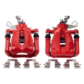 TRQ Rear Performance Brake Caliper Set Red Compatible with 2009-2013 Mini Cooper