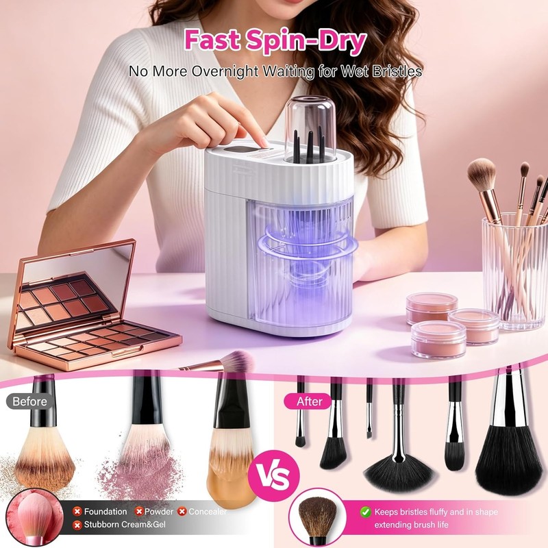 Electric Makeup Brush Cleaner Machine, Automatic Cleaning Fast Drying |