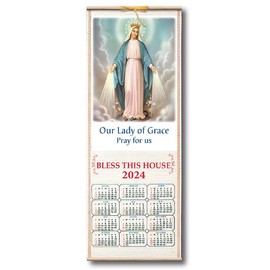 Miraculous Calendar 2025 Bless this House Scroll Christmas New Year Tag Gift Box Our Lady of Grace Calendar 2025