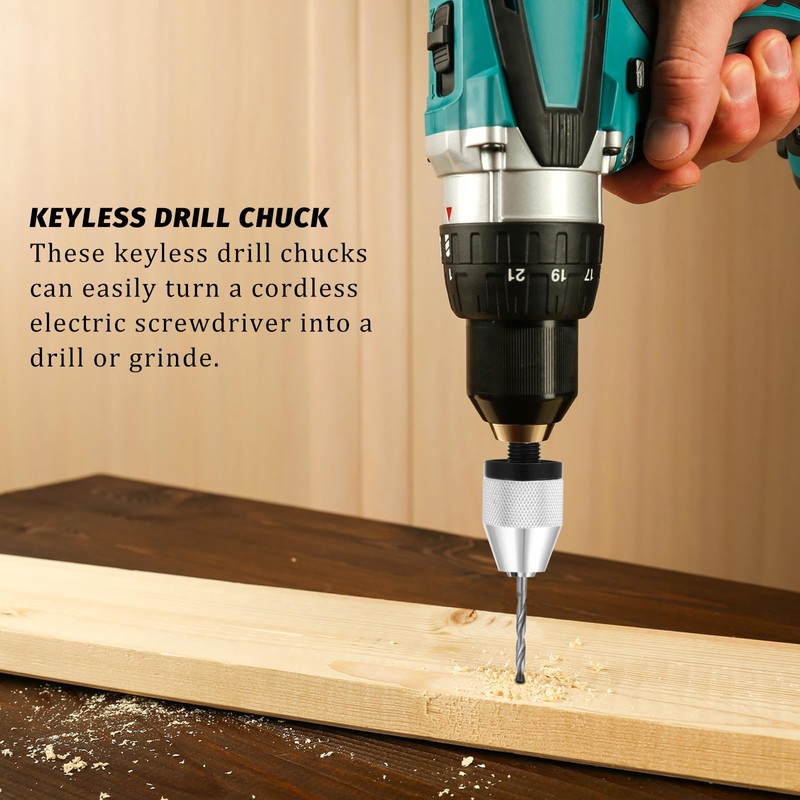 Giantree Keyless Drill Chuck Bit, 2Pcs Chuck Adapter with 10Pcs
