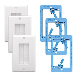 VCE Brush Wall Plate with Low Voltage Box, Decorator Wall Cover with Low Voltage Mounting Bracket for Wall-Mount TV, 3-Pack