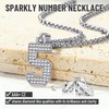 KeyStyle CZ Jersey Number 4 Necklace For Athletes, Crystal Numbers