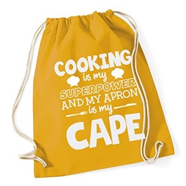 Hippowarehouse Cooking is my superpower and apron is my cape Drawstring Cotton School Gym Kid Bag Sack 37cm x 46cm, 12 litres