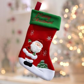 21''Christmas Stockings,Large Xmas Stockings with Plush Cuff Santa Claus Durable Fireplace Hanging Stockings for Family, Kids, Holiday Decor