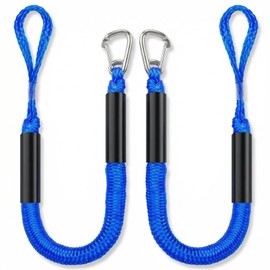 Bungee Dock Lines for Boats - 2 Pack 3ft Boat Ropes with Clips, Heavy Duty PWC Accessories for Jet Ski, Pontoon, SeaDoo & Kayak, Marine Grade Mooring Rope