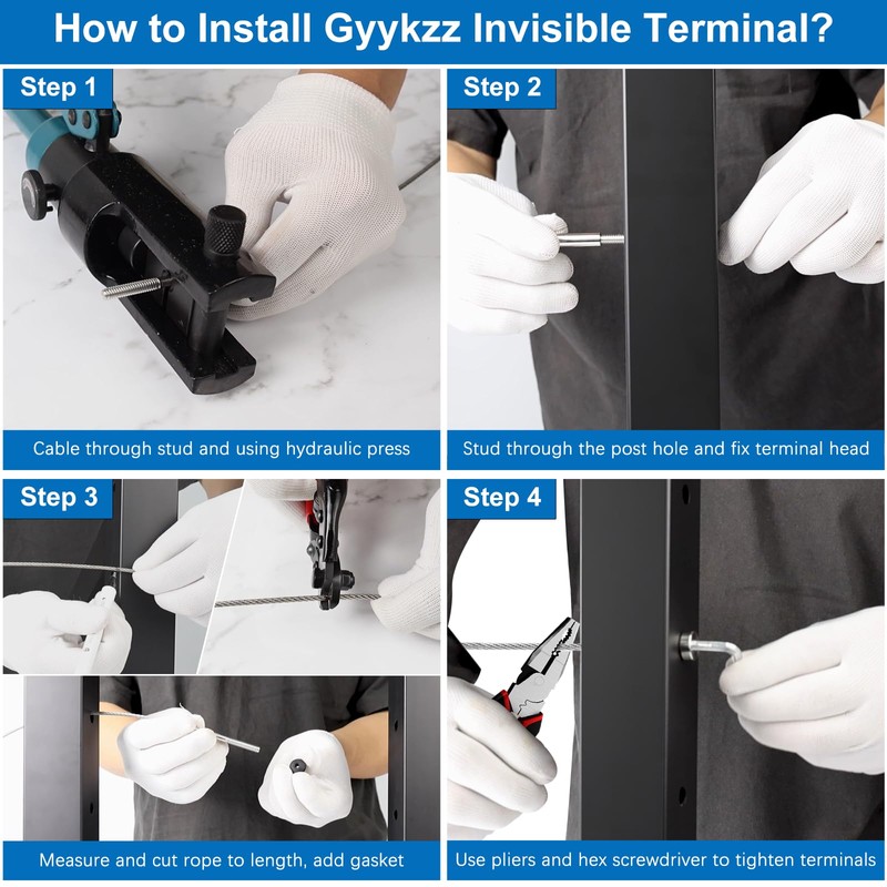 Gyykzz 20 Pack Invisible Cable Railing Kit for 1/8" Wire
