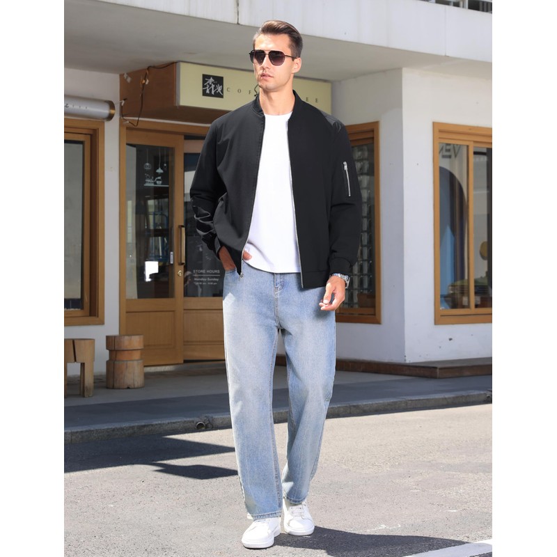 CRYSULLY Men's Spring Fall Windproof Coat Utility Full Zip Military