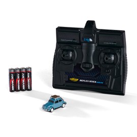 Carson 500504149 1:87 VW Beetle Winter Sport Version 2.4GHz 100% - Ready-to-Drive Model, RC Car, H0 Car, RC Model, Diorama Vehicle, Blue