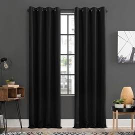Sun Zero Soho 2-pack Blackout Energy Efficient Grommet Curtain Panel Pair, 54" x 96", Black