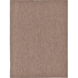 Unique Loom Outdoor Solid Collection Casual Transitional Indoor and Outdoor Flatweave Light Brown Area Rug (9' 0 x 12' 0)