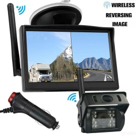 iposter 2x Digital Wireless Backup Camera 5" HD Monitor Kit for Truck Caravan Trailer RV